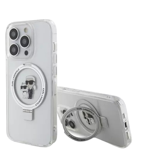 KARL LAGERFELD CARCASA MAGSAFE RINGSTAND KC IPHONE 16 PRO BLANCO (copia)