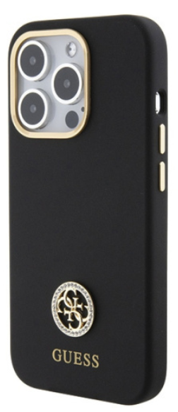 GUESS CARCASA SILICONE STRASS IPHONE 16 NEGRO