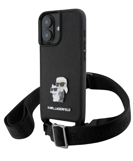 KARL LAGERFELD CARCASA GLITTER PIN IPHONE 16 PLUS NEGRO (copia)