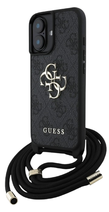 GUESS CARCASA CROSSBODY STRAP 4G IPHONE 16 NEGRO