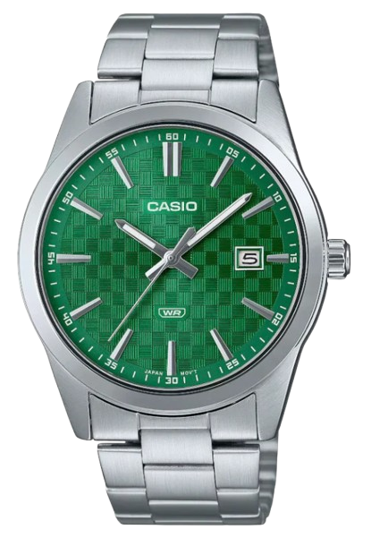 CASIO RELOJ MTP-VD03D-3A1 ESFERA VERDE CORREA ACERO