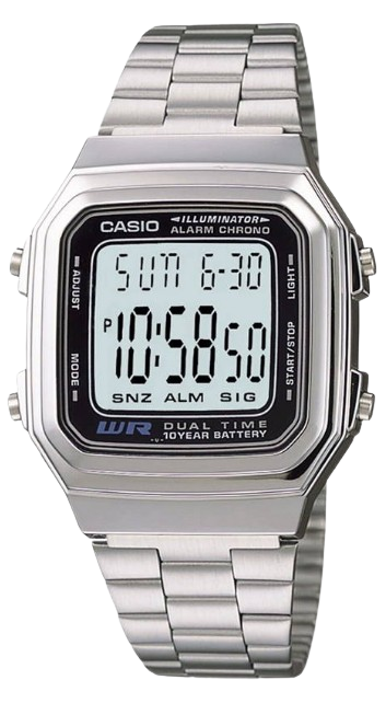 CASIO RELOJ A-178WA-1ADF ILLUMINATOR RETRO PLATA