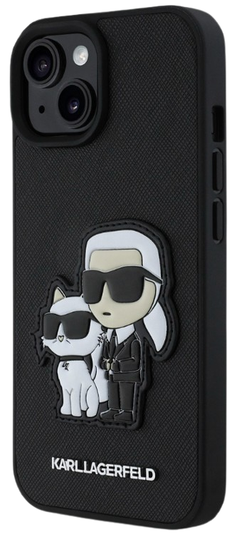 KARL LAGERFELD CARCASA SAFFIANO K&C IPHONE 15 NEGRO