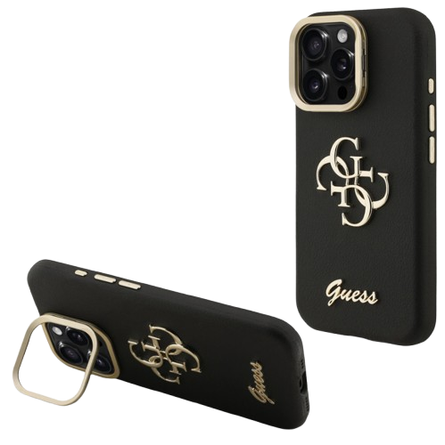 GUESS CARCASA GRAINED 4G SOPORTE CAMARA IPHONE 16 PRO MAX NEGRO