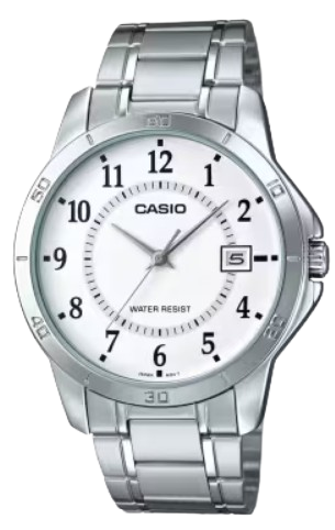 CASIO RELOJ MTP-V004D-7B ESFERA BLANCA / ACERO