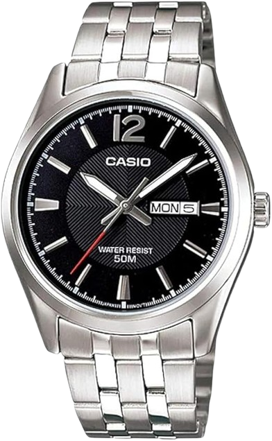 CASIO RELOJ MTP-1335D-1AVDF ESFERA NEGRA / ACERO