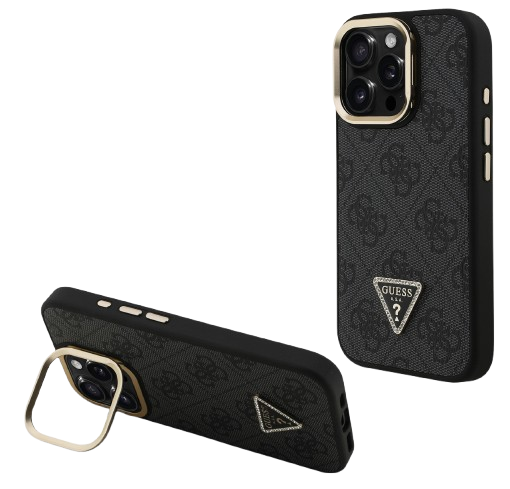 GUESS CARCASA MAGSAFE 4G TRIANGLE SOPORTE CAMARA IPHONE 15 PRO MAX NEGRO (copia)