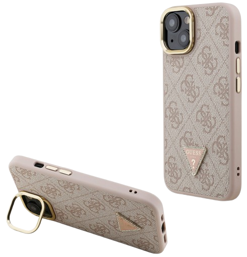 GUESS CARCASA MAGSAFE 4G TRIANGLE SOPORTE CAMARA IPHONE 16 PRO MAX ROSA (copia)