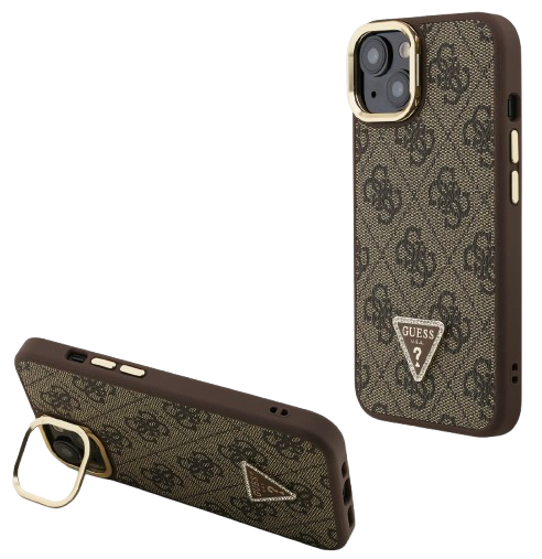 GUESS CARCASA MAGSAFE 4G TRIANGLE SOPORTE CAMARA IPHONE 14 MARRON