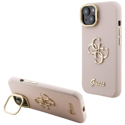GUESS CARCASA GRAINED 4G SOPORTE CAMARA IPHONE 14 ROSA (copia)