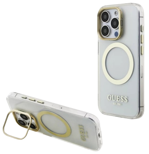 GUESS CARCASA MAGSAFE 4G TRIANGLE SOPORTE CAMARA IPHONE 16 PRO MAX ROSA (copia)