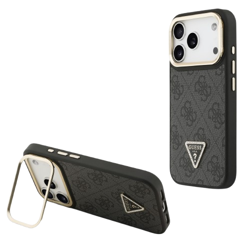 GUESS CARCASA MAGSAFE 4G TRIANGLE SOPORTE CAMARA IPHONE 17 PRO NEGRO (copia)