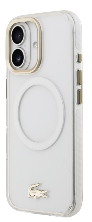 LACOSTE CARCASA MAGSAFE SHOCKPROOF IPHONE 17 DORADO/BLANCO