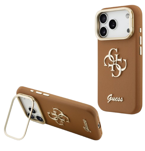 GUESS CARCASA GRAINED 4G SOPORTE CAMARA IPHONE 17 PRO MARRON