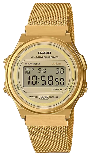 CASIO RELOJ A-171WEMG-9A CORREA MILANESA DORADO
