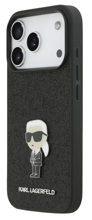 KARL LAGERFELD CARCASA IKONIK GLITTER PIN IPHONE 16 PRO NEGRO (copia)