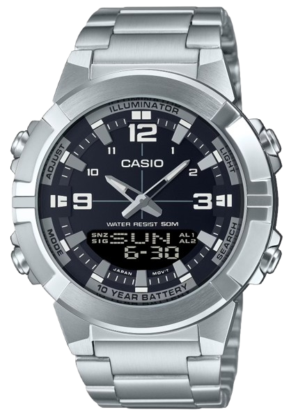 CASIO RELOJ AMW-870D-1A PLATA / AZUL MARINO