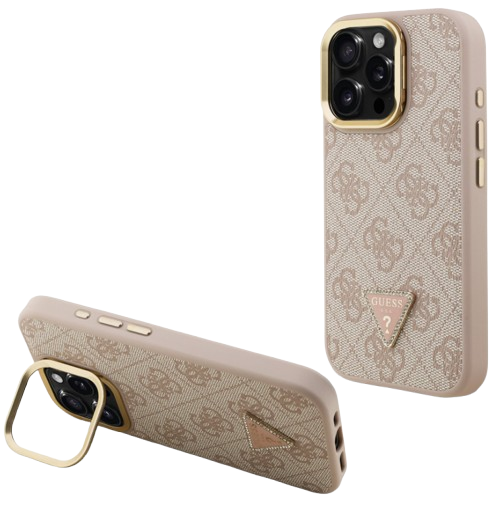 GUESS CARCASA MAGSAFE TRIANGLE 4G SOPORTE CAMARA IPHONE 15 PRO NEGRO (copia)