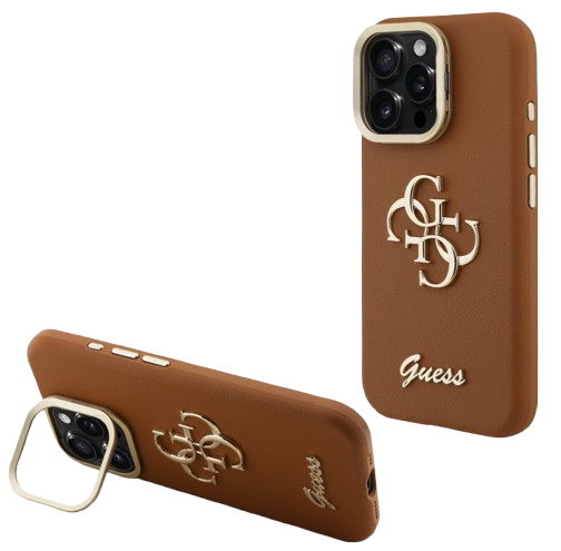 GUESS CARCASA GRAINED 4G SOPORTE CAMARA IPHONE 15 PRO MAX MARRON (copia)