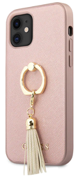 [GUHCP12SRSSARG] GUESS carcasa 'SAFFIANO' IPhone 12 MINI ROSA con anillo