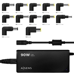 [ASLC90WAUTOBK] AISENS CARGADOR de PORTATIL con 12 conectores y QC3.0'