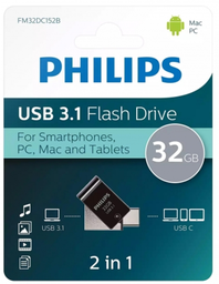 [FM32DC152B] PHILIPS PENDRIVE 2 EN 1 USB + USBc 64GB NEGRO (copia)