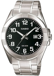 [MTP1308D1BVDF] CASIO RELOJ MTP-1308D-1BVDF ESFERA NEGRA / ACERO