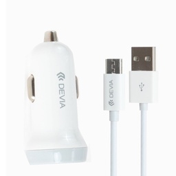 [DSTSMCM2] DEVIA cargador coche dual USB 3.1A mas cable micro USB blanco